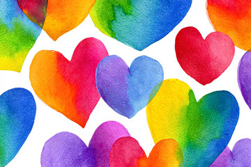 Colorful Watercolor Hearts Pattern for Creative Projects