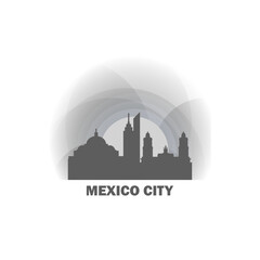 Mexico City logo, clip art with cityscape, skyline, panorama, skyscrapers. Vector flat isolated illustration. Mexico image with landmarks and buildings
