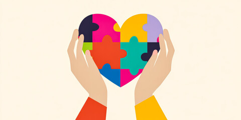 Colorful Puzzle Heart Symbolizing Love and Unity