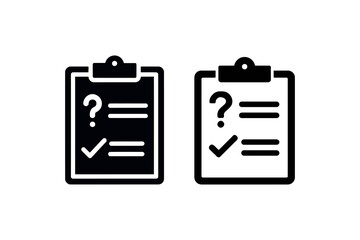 clipboard icons with question mark and checkmark