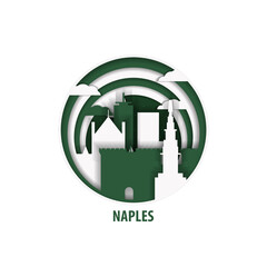 Naples, Italy paper cut, cityscape crafted vector illustration. Origami, layered art of city with skyline, buildings, landscape shape for sticker, badge, web, print