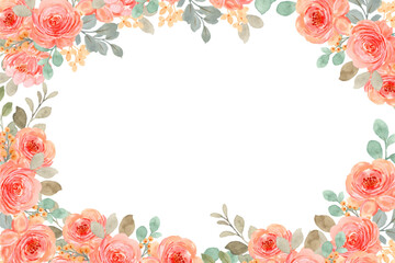 Flower watercolor frame for wedding, birthday, card, background, invitation, wallpaper, sticker, decoration etc.