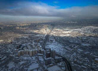 city ​​under the snow