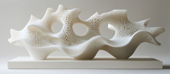 Abstract white sculpture, studio background, art design
