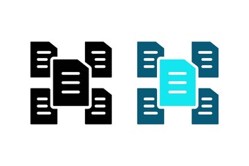 file types and organization icons in black and blue colors