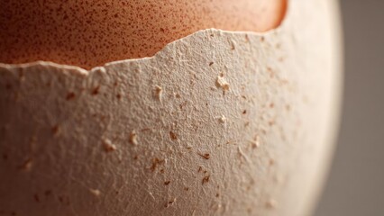 Close-up of a white, flaky layer peeling away from a brown, speckled surface. Concept Macro Photography, Peeling Paint, Textured Surfaces, White Flaky Layer, Brown Speckled Surface