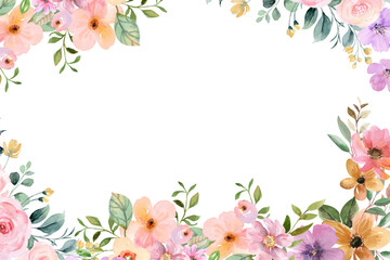 Flower watercolor frame for wedding, birthday, card, background, invitation, wallpaper, sticker, decoration etc.