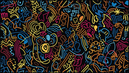 Black History Month Abstract Pattern & Background Collection &ndash; Modern Black Culture Line Art