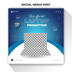 Laptop promotion social media post design template