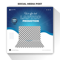 Laptop promotion social media post design template