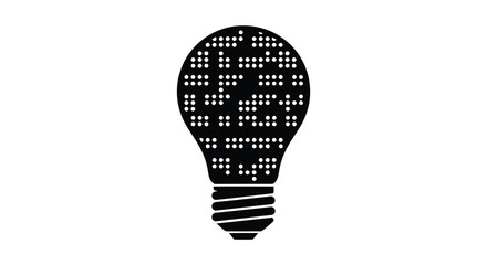 A striking black bulb filled with a dotted pattern representing innovation and ideas silhouette © ArtBySalea07