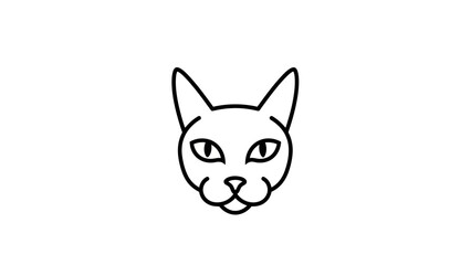 Minimalist cat head illustration, a clean and simple design ideal for icons or logos with feline