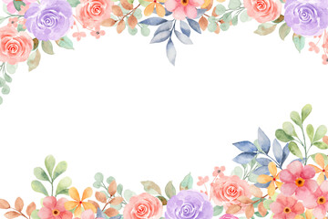 Flower watercolor frame for wedding, birthday, card, background, invitation, wallpaper, sticker, decoration etc.