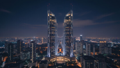 Obraz premium new york city skyline at night