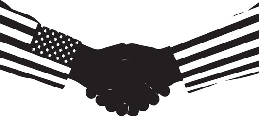 American flag hands shaking in agreement and partnership