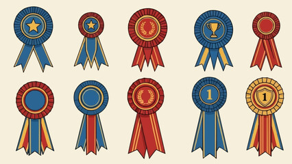 Collection of Vintage Award Ribbons and Medals.