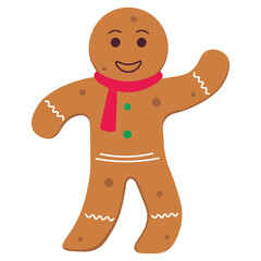 Cute Gingerbread Man Cookies Illustration. Vector Cartoon Character