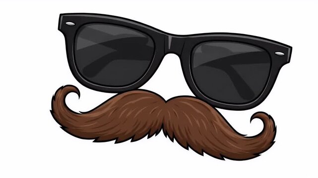 Retro Sunglasses and Brown Moustache Funky Accessory
