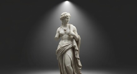 Obraz premium Marble statue of a woman draped cloth lit by spotlight