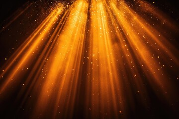 Golden rays of light emanate from above, illuminating a dark background with sparkling dust motes