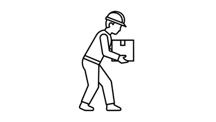 Delivery worker carrying box with care