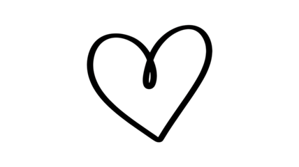 A black heart outline with a drop on a white background