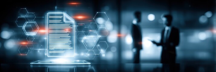 The author studies paperwork under administration skylights while a partner looks on as a lawyer presents a scroll of ancient commitment