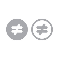 Obraz premium Unequal Button Icon for Math and Comparison
