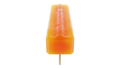 Orange popsicle isolated PNG, refreshing summer treat on transparent background, frozen dessert for hot weather and kids