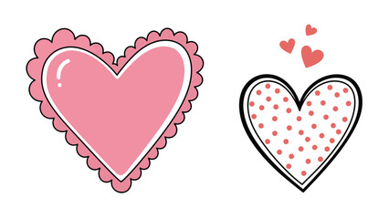 A delightful digital illustration of two distinct hearts, celebrating Valentine's affection and romantic sentiment.