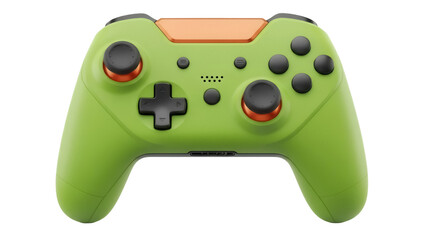 Lime green gamepad PNG isolated on transparent background, wireless controller for video games and console gaming, modern design © Cian