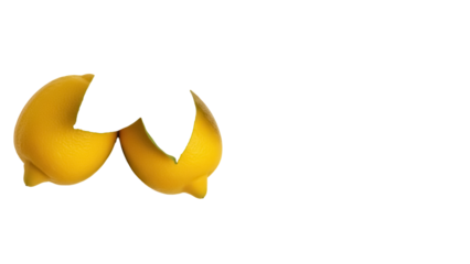 Two lemon halves PNG isolated on transparent background, citrus fruit with yellow peel for cooking and beverage design