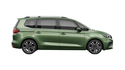 Green Citroen C4 Spacetourer MPV isolated PNG, modern family car on transparent background for automotive design and advertising