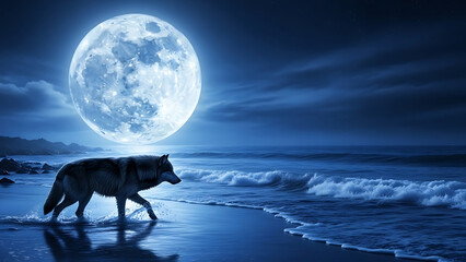 wolf howling at the moon