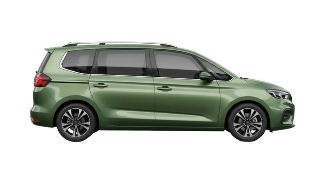 Green Citroen C4 Spacetourer MPV isolated PNG, modern family car on transparent background for automotive design and advertising