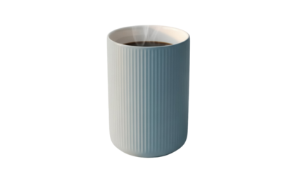 Modern blue ceramic coffee mug isolated PNG, minimalist design for hot beverages on transparent background, kitchenware and drinkware