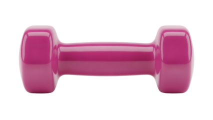 Pink dumbbell isolated PNG, fitness equipment for strength training and exercise on transparent background, workout gear for gym and home use