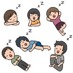 vector set of men sleeping