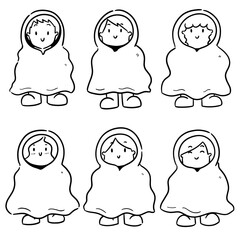 vector set of people in raincoat