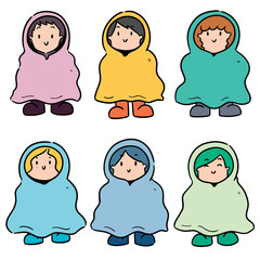 vector set of people in raincoat