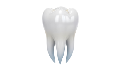 Realistic molar tooth isolated PNG on transparent background, dental anatomy model for educational and medical use, 3D rendering