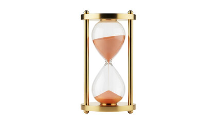 Elegant golden hourglass with sand isolated on transparent background, time management concept for deadlines and productivity PNG