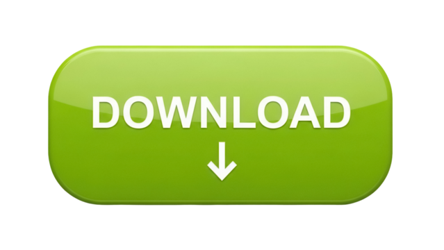 Green download button PNG isolated on transparent background, graphic element for website design and user interface - Powered by Adobe