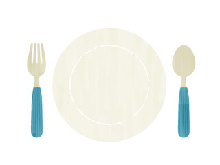 皿とフォークとスプーン-ガッシュ