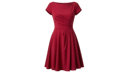 Elegant red dress isolated on transparent background, classic vintage style party dress PNG for fashion design and apparel mockups