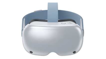 Modern VR headset PNG isolated on transparent background, virtual reality device for gaming and immersive digital experiences