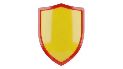 Yellow shield with red border isolated PNG, protection and security concept for graphic design and web elements Symbol of defense and safety