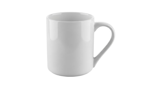 Plain white ceramic mug isolated PNG, simple coffee cup for hot beverages on transparent background