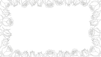 Elegant roses frame on white background providing space for personalized messages or creative