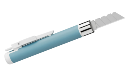 Isolated precision blade tool, art knife with snap-off segments, for cutting paper materials
